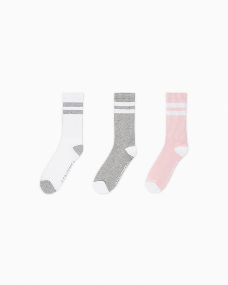 Sosete Dama Converse 3-Pack Clasici Double Stripe Crew Colorati | RO JLUNS917